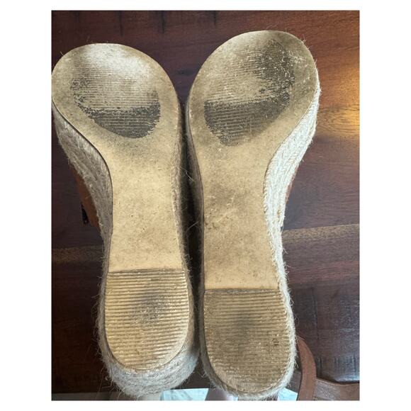 JustFab Espadrille Wedge Brown Peep Toe Sandals Size 9 - Picture 6 of 9